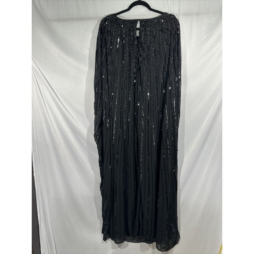 NWT $798 Mac Duggal [sz 16 ] Beaded Embellished Column Cape Gown in Black #G1853 - Picture 14 of 16